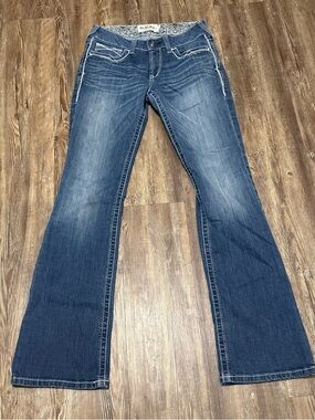 Ariat REAL Boot Entwined Jeans Women's 29L Mid Rise in Marine Wash Western Denim